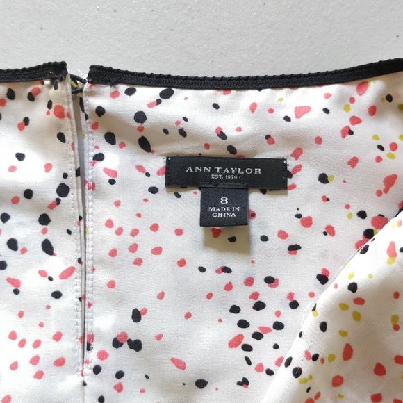 Ann Taylor White Paint Splatter Pleat Front Blouse - Picture 5 of 8